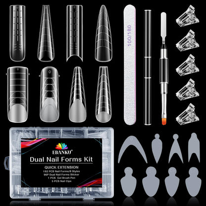 EBANKU 288PCS Dual Form Poly Gel Nail Kit French Nails Set