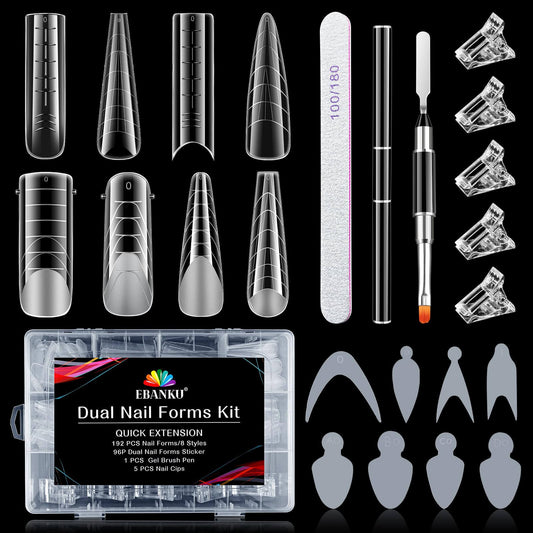 EBANKU 288PCS Dual Form Poly Gel Nail Kit French Nails Set