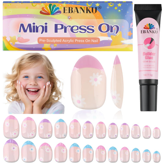 EBANKU 24PCS Kids Press On Nails Horse Fake Nail Kit for Girls