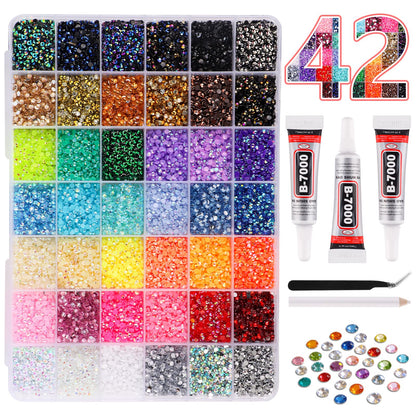 EBANKU 32000PCS Resin Jelly Rhinestones Kit 42 Colors 3MM