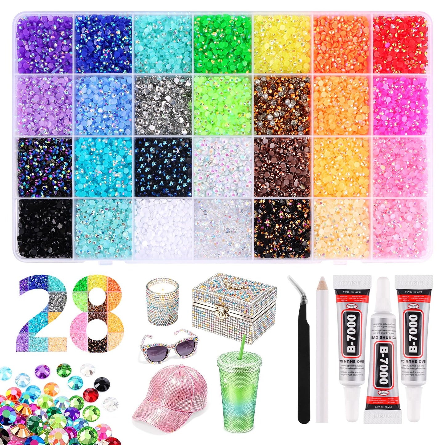 EBANKU 30000PCS Resin Jelly Rhinestones Bedazzling Kit 3MM