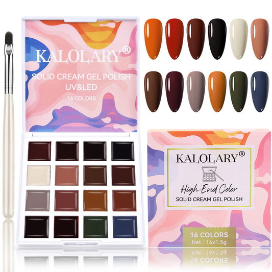 Kalolary 16 Color Solid Jelly Gel Nail Polish Set