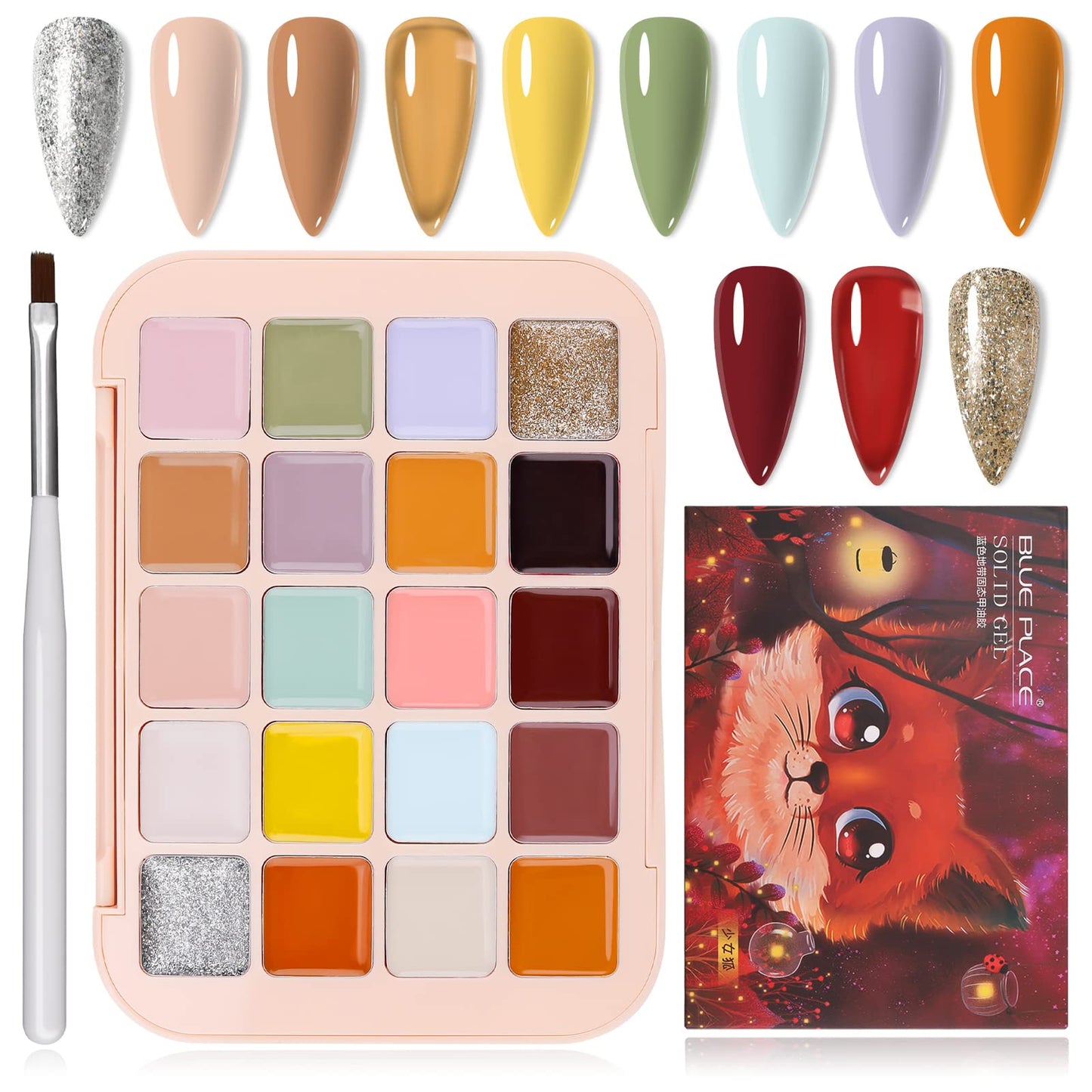 Kalolary 20 Color Nude Gel Nail Polish Palette with Brushes