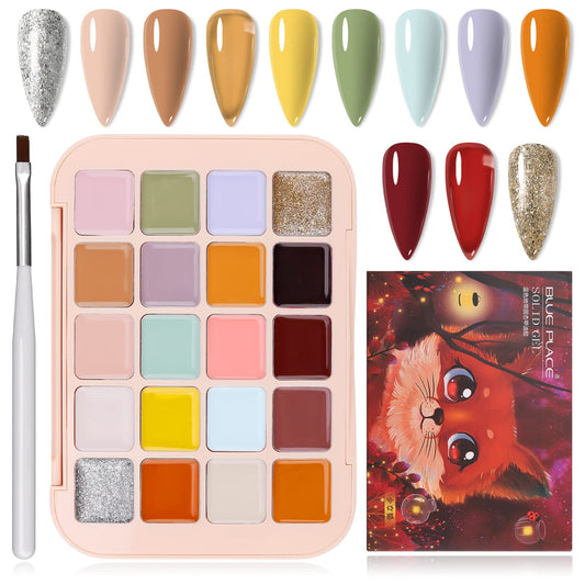 Kalolary 20 Color Nude Gel Nail Polish Palette with Brushes