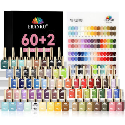 EBANKU 60 Colors Gel Nail Polish Set Same Color Bottle 15ML Kit
