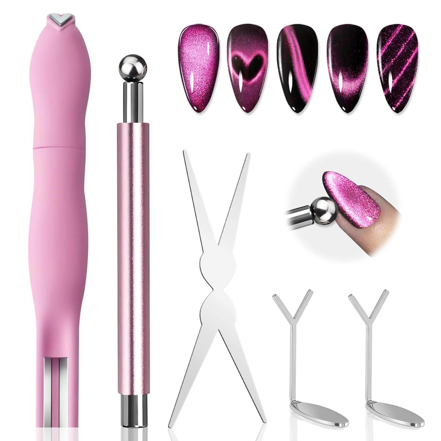 EBANKU 5PCS Cat Eye Nail Magnet Set for DIY Nail Art