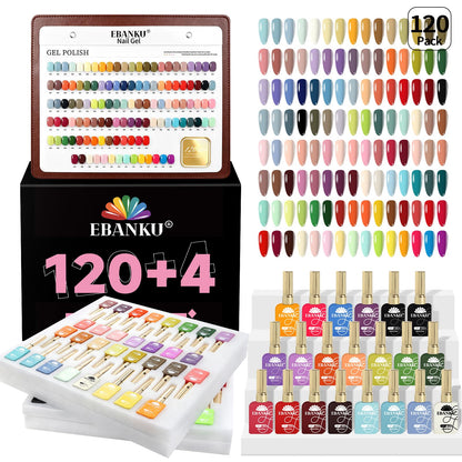 EBANKU 120 Color HEMA-Free Gel Nail Polish Set 15ML Kit