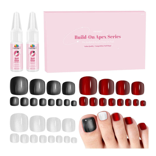 EBANKU Cat Eye Press On Toenails 72PCS Square Short w/Glue