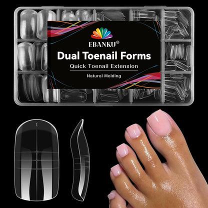 EBANKU 300PCS Toe Dual Nail Forms 15 Sizes Poly Gel Pedicure Kit