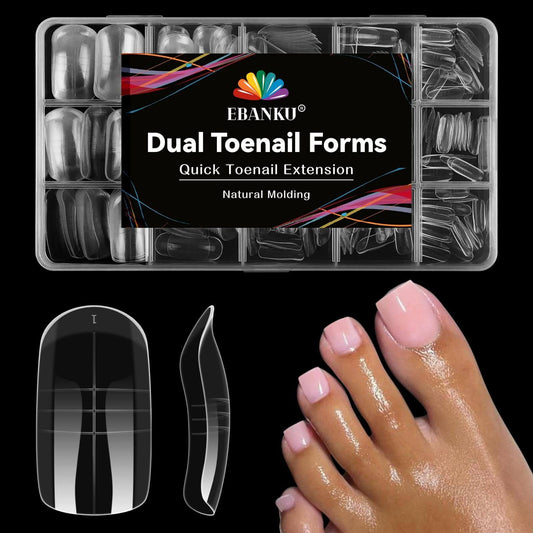 EBANKU 300PCS Toe Dual Nail Forms 15 Sizes Poly Gel Pedicure Kit
