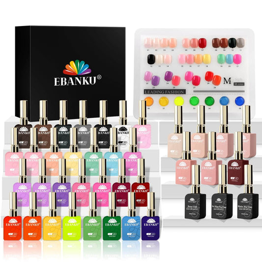 Ebanku 36-Color 0.5oz Same-Color Same-Bottle Soak-Off Gel Polish Set