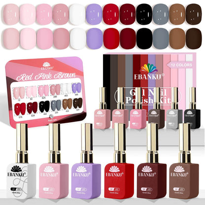 EBANKU 12Pcs Christmas Gel Nail Polish Set 15ML Same Color Bottle