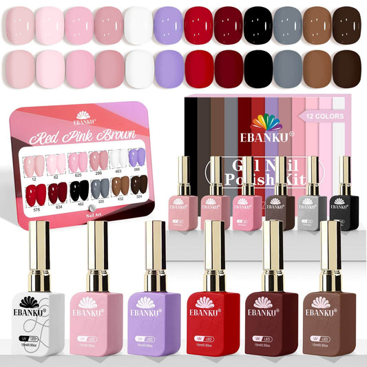 EBANKU 12Pcs Christmas Gel Nail Polish Set 15ML Same Color Bottle