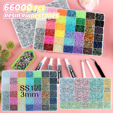 EBANKU 66000PCS Resin Rhinestones Bedazzling Kit 2 Boxes