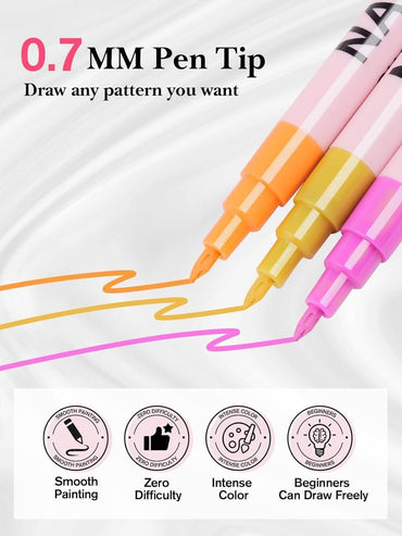 EBANKU 12 Colors 0.7mm Nail Art Pens Set Quick-Dry Nail Markers
