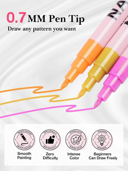 EBANKU 12 Colors 0.7mm Nail Art Pens Set Quick-Dry Nail Markers