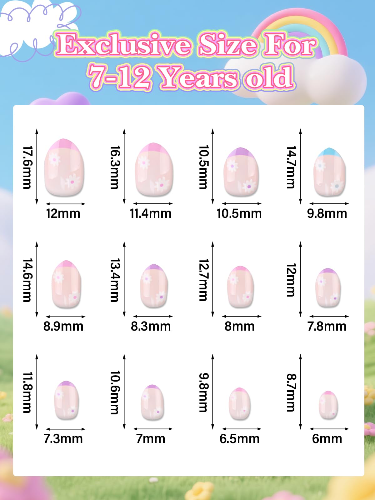 EBANKU 24PCS Kids Press On Nails Horse Fake Nail Kit for Girls