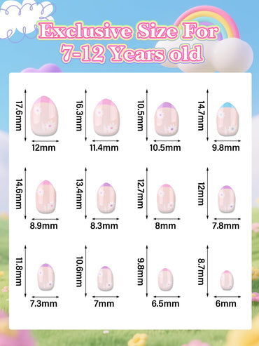 EBANKU 24PCS Kids Press On Nails Horse Fake Nail Kit for Girls