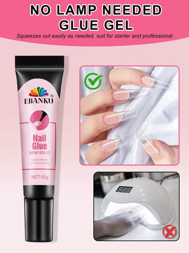 EBANKU 3PCS Solid Nail Glue – Quick Dry, Strong Adhesion, No UV