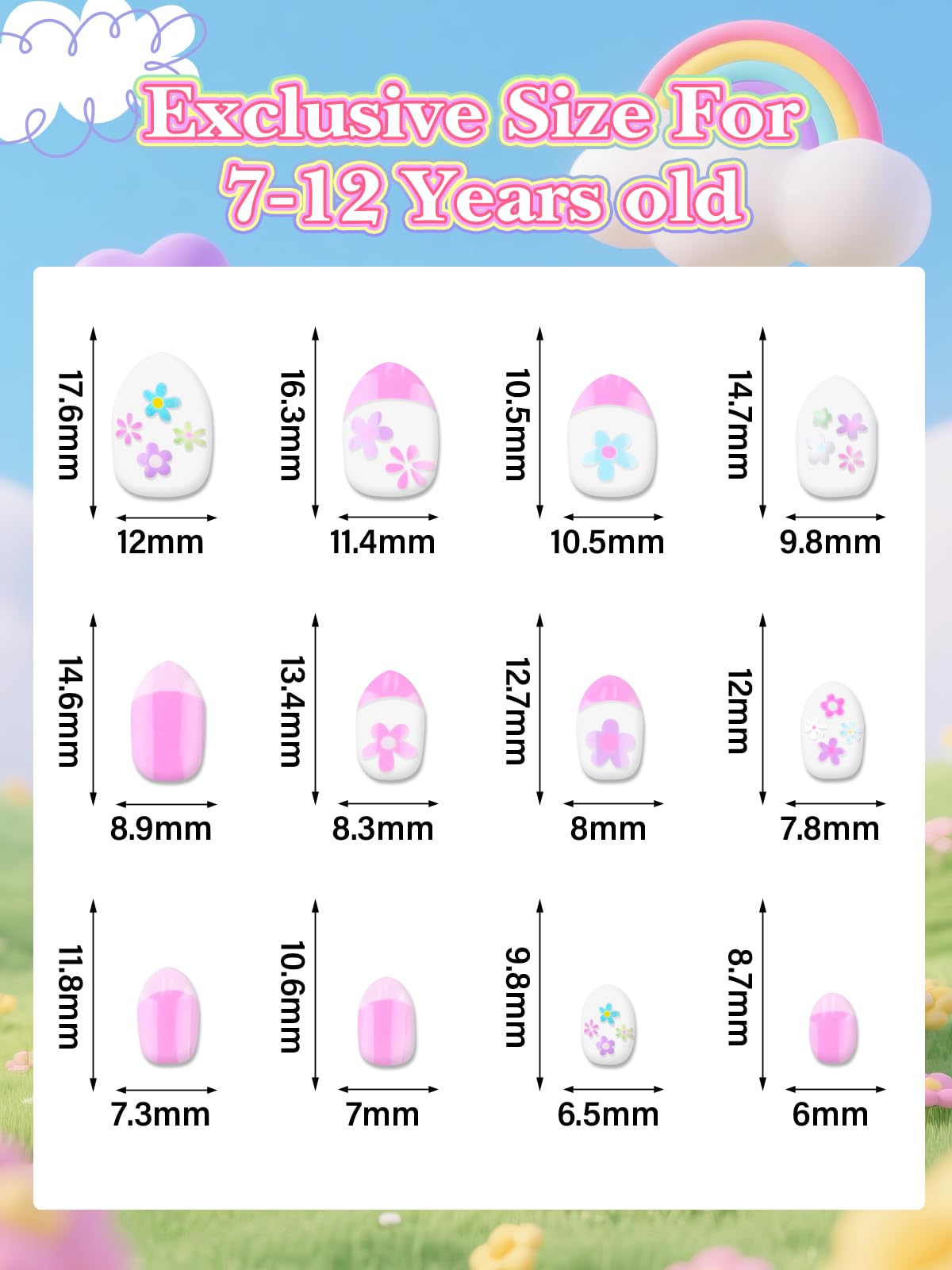 EBANKU 24PCS Mini Kids Press On Nails Fake Nail Kit for Girls