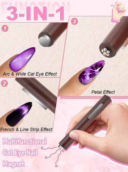 EBANKU 54PCS Cat Eye Gel Magnet Nail Art Tools Kit