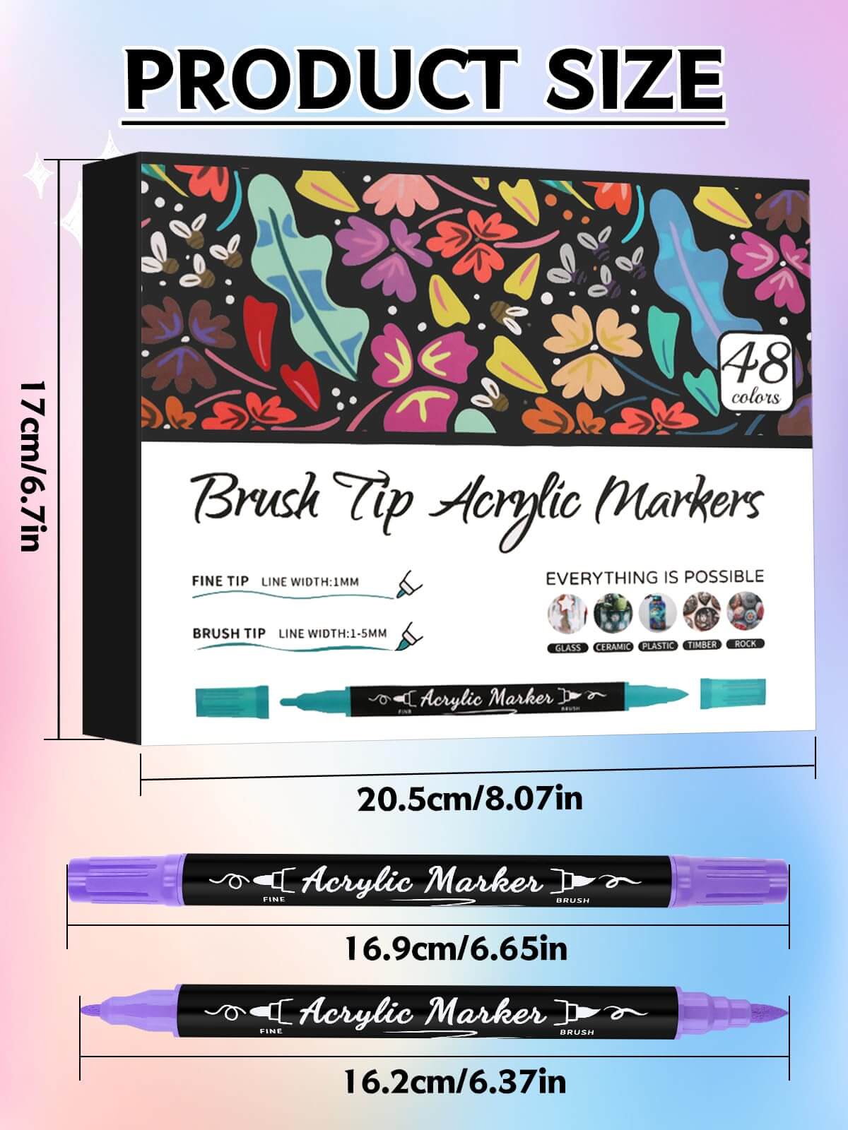 EBANKU 48 Colors Nail Art Pens Set Quick-Dry 3D Nail Markers