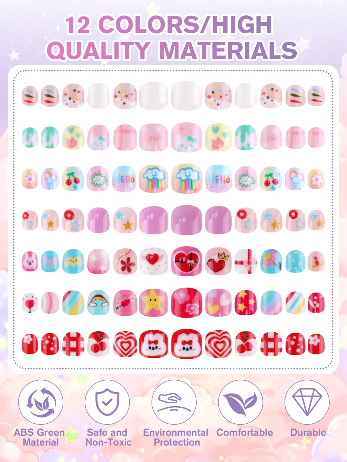 EBANKU 168PCS Christmas Kids Press On Nails Almond Nail Kit
