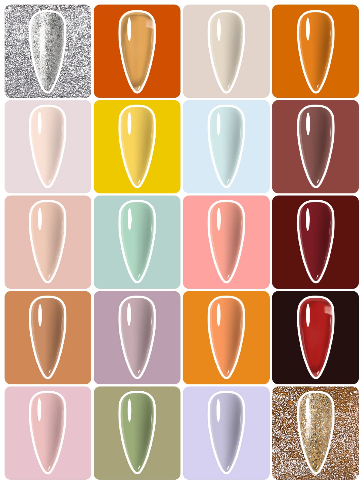 Kalolary 20 Color Nude Gel Nail Polish Palette with Brushes