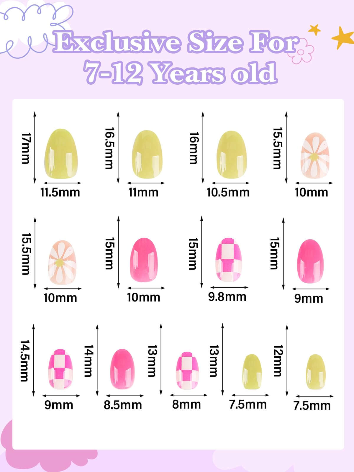 EBANKU 78Pcs Kids Press On Nails 3 Pack Flower Set