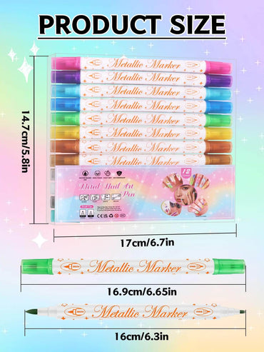 EBANKU 12 Colors Double-Ended Nail Art Pens Quick-Dry Markers