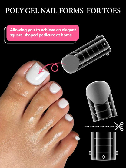 EBANKU Poly Gel Toe Nail Dual Forms Kit 120PCS with Clips
