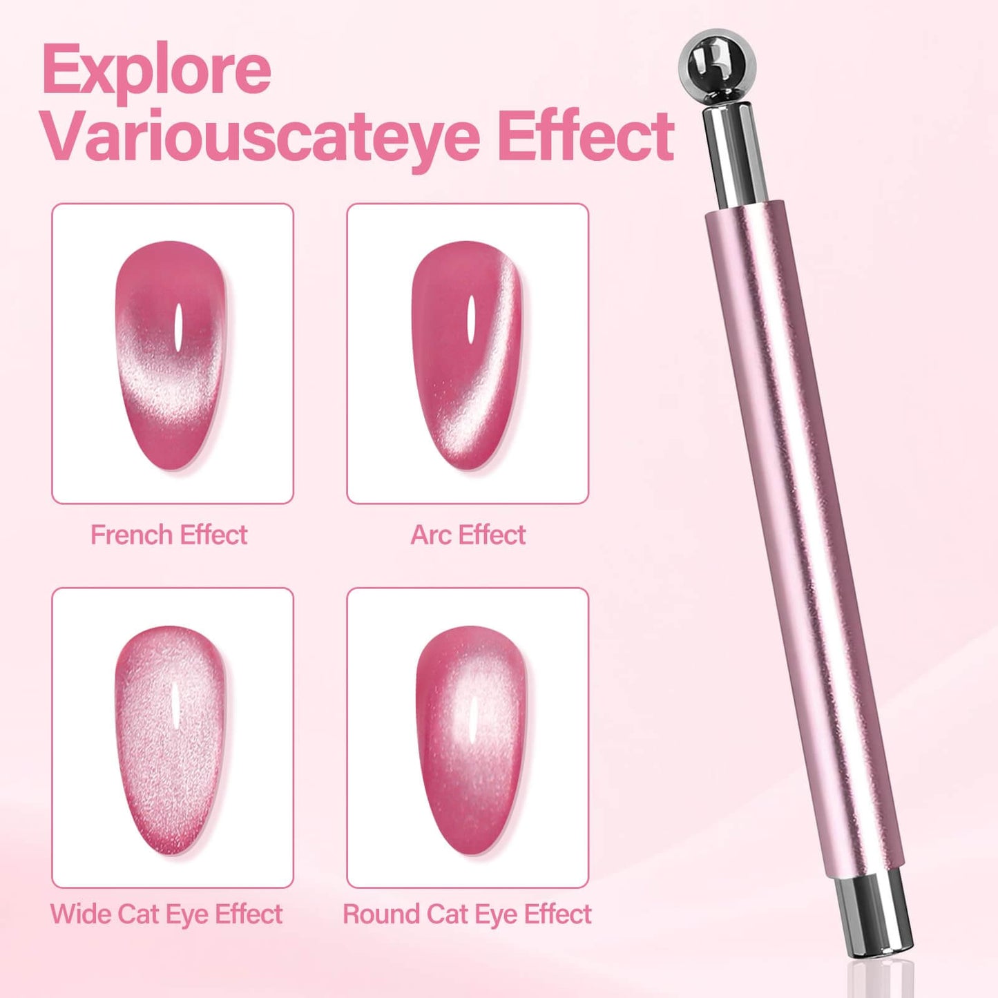 EBANKU 5PCS Cat Eye Nail Magnet Set for DIY Nail Art