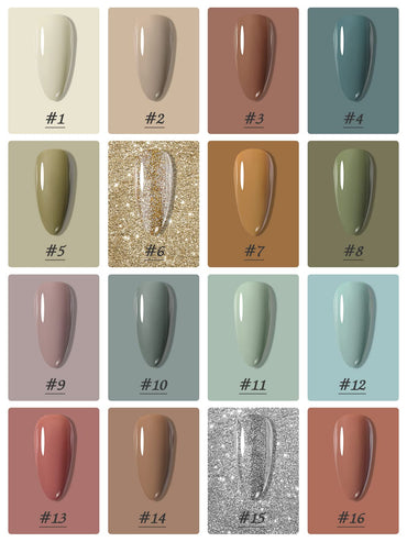 EBANKU 16 Color Solid Gel Nail Polish Palette with Brush