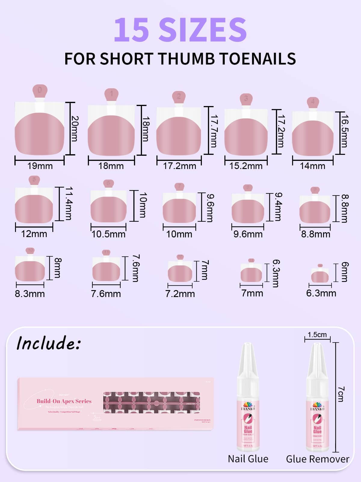 EBANKU French Tip Press On Toenails 150 Pcs Deep Pink Square