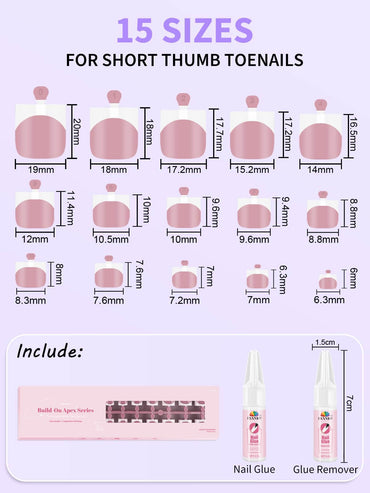 EBANKU French Tip Press On Toenails 150 Pcs Deep Pink Square