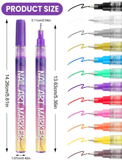 EBANKU 12-Color Nail Art Pens – DIY Nail Drawing Tools