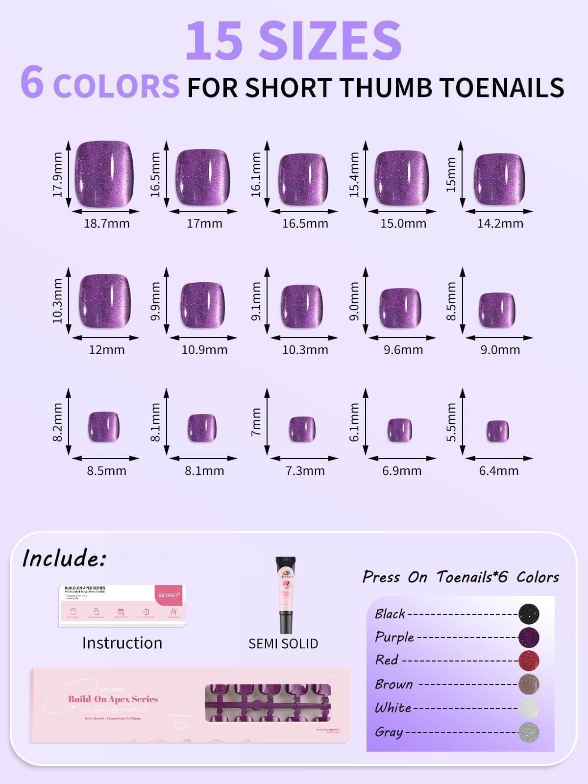 EBANKU 180 Pcs Cat Eye French Press On Toenails with Glue