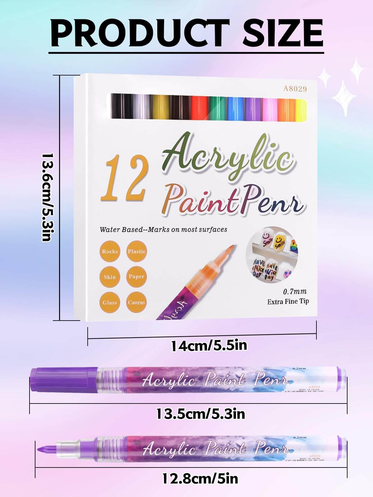 EBANKU 12 Colors 0.7mm Nail Art Pens Set 3D Quick-Dry Nail Markers