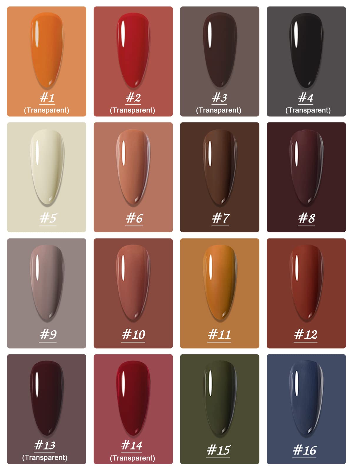 Kalolary 16 Color Solid Jelly Gel Nail Polish Set