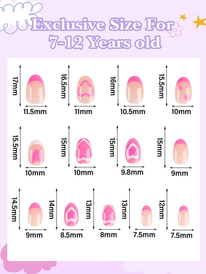 EBANKU 78Pcs Kids Press On Nails 3 Pack Set