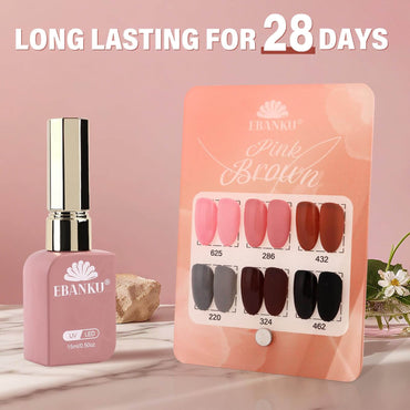 EBANKU 6Pcs Pink Nude Brown Gel Nail Polish Set 15ML Fall Colors