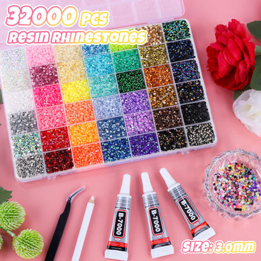 EBANKU 32000PCS Resin Jelly Rhinestones Kit 42 Colors 3MM