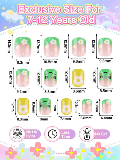 EBANKU Kids Press On Nails 78PCS Frog Design w/Glue