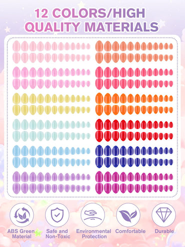 EBANKU 288PCS Kids Matte Almond Press On Nails 12 Color Set