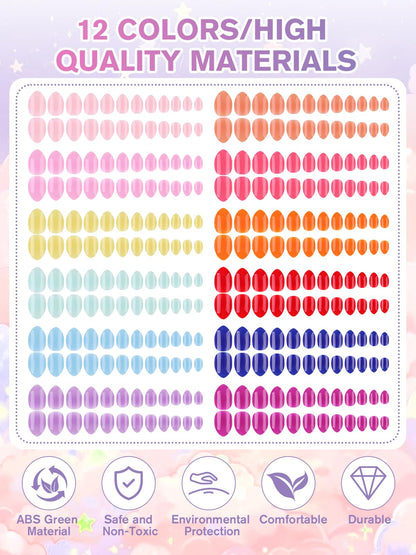 EBANKU 288PCS Kids Matte Almond Press On Nails 12 Color Set