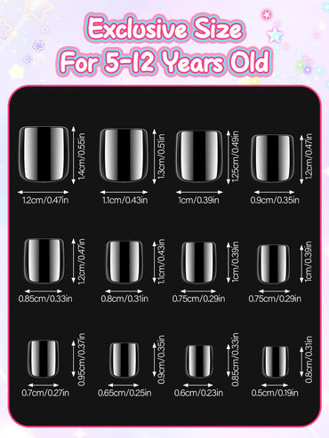EBANKU 240PCS Mini Kids Square Clear Press On Nail Tips