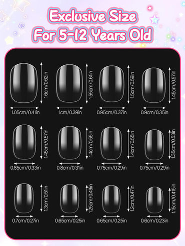EBANKU 240PCS Kids Clear Fake Nail Tips, Full Cover Press On Nails