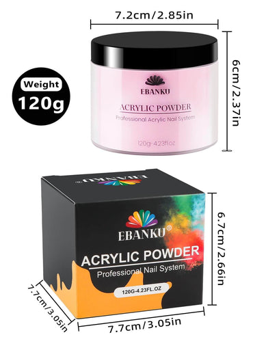EBANKU 120g Pink Acrylic Powder for Nail Extensions DIY