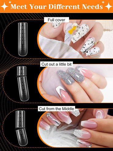 EBANKU 288PCS Dual Form Poly Gel Nail Kit French Nails Set