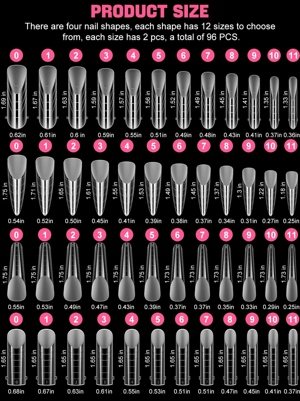 EBANKU 96PCS Dual Nail Forms Kit, Clear Poly Gel Nail Extension Tips